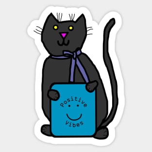 Cute Cat with Positive Vibes Smiley Face Sticker